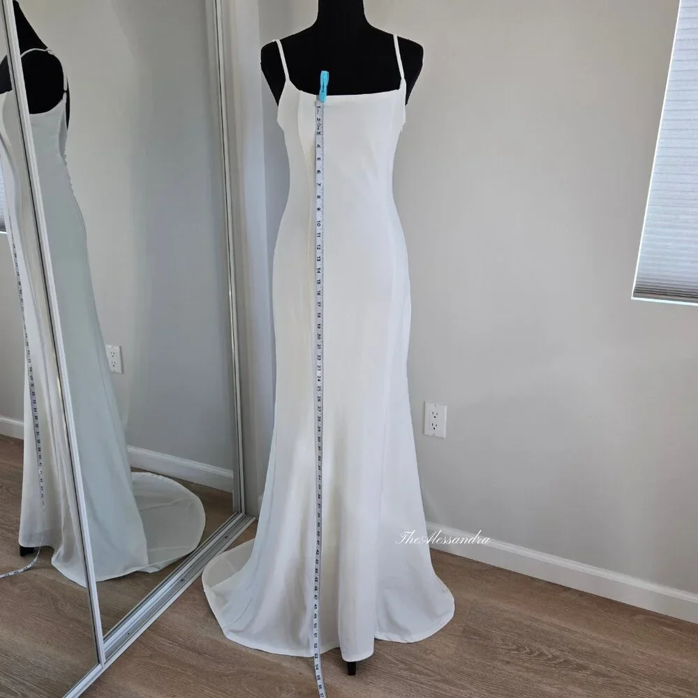 Lulus  White Sleeveless Button Back Mermaid Maxi Dress New With Tags $158 Flaw - Picture 9 of 17